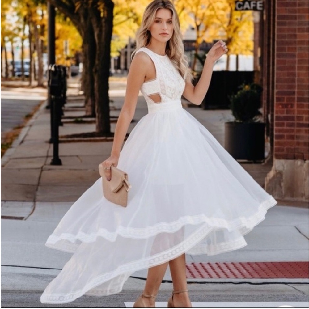 Vici Collection Heavenly High Low White Statement Dress